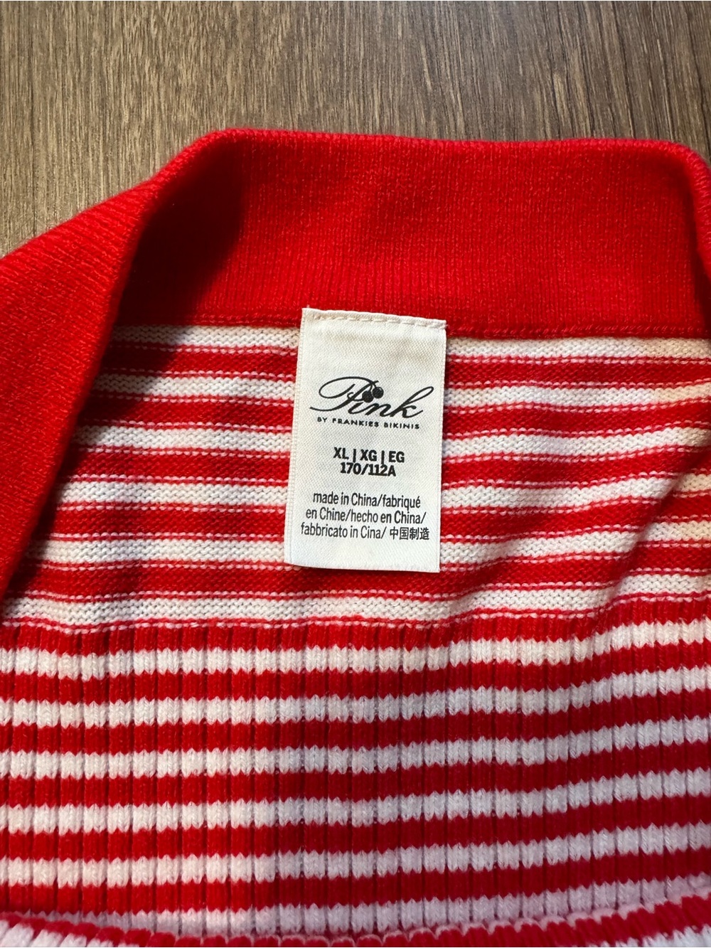 PINK by Frankies Bikinis Chaz Mini Dress Women’s Red White Stripe Ribbed Knit XL - Picture 3 of 5